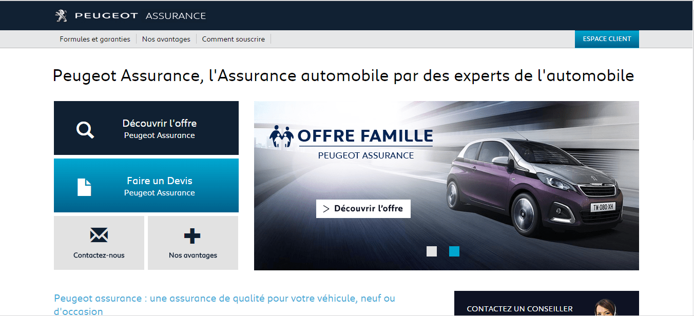  Accès au site Peugeot assurance