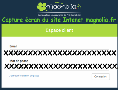 Accès à l'espace client sur le site Magnolia.fr